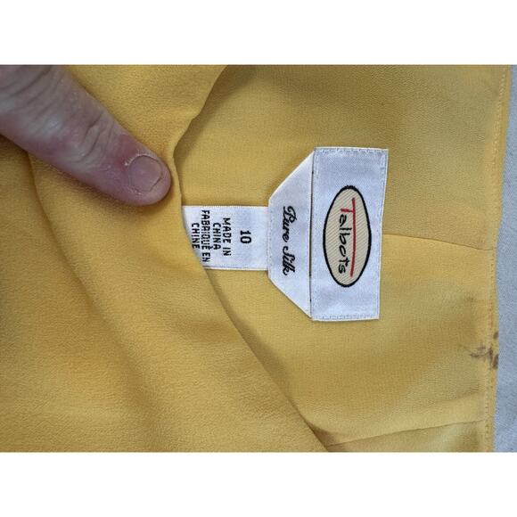 TALBOTS Vintage 100% Pure Silk Sleeveless Pleated Dress Yellow Size 10  - Picture 3 of 16